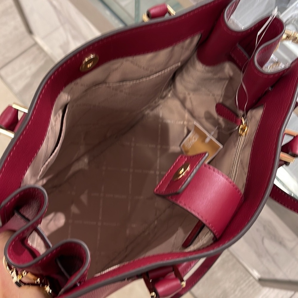 MICHAEL KORS HAMILTON MEDIUM SATCHEL DARK CHERRY COLOR - Picture 13 of 16